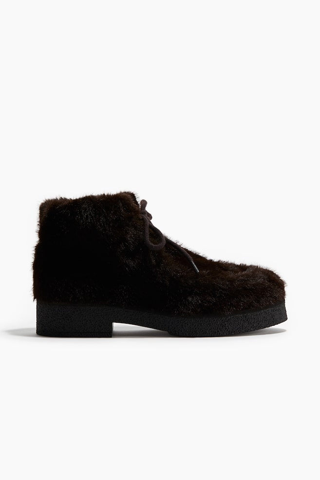 Lace-Up Boots - Dark brown/Beige/leopard print - 1