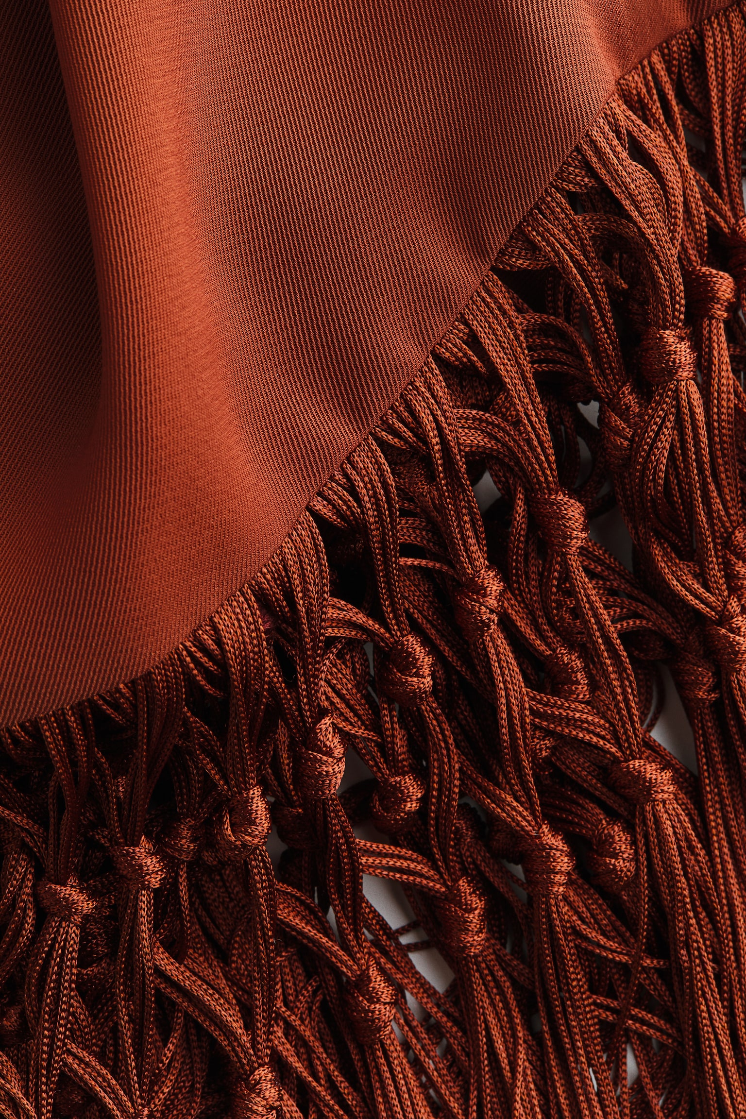 Fringe-trimmed dress - Rust red - 3