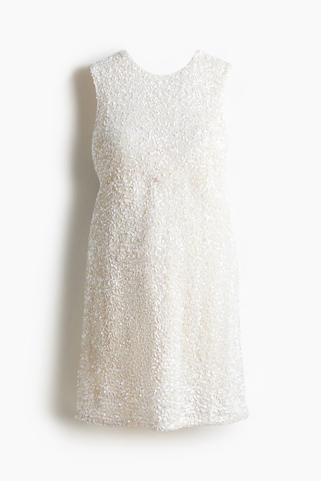 MAMA Paillettenkleid mit Zierschleife - Weiss/Schwarz/Dunkelbraun/Dunkelgrün - 1