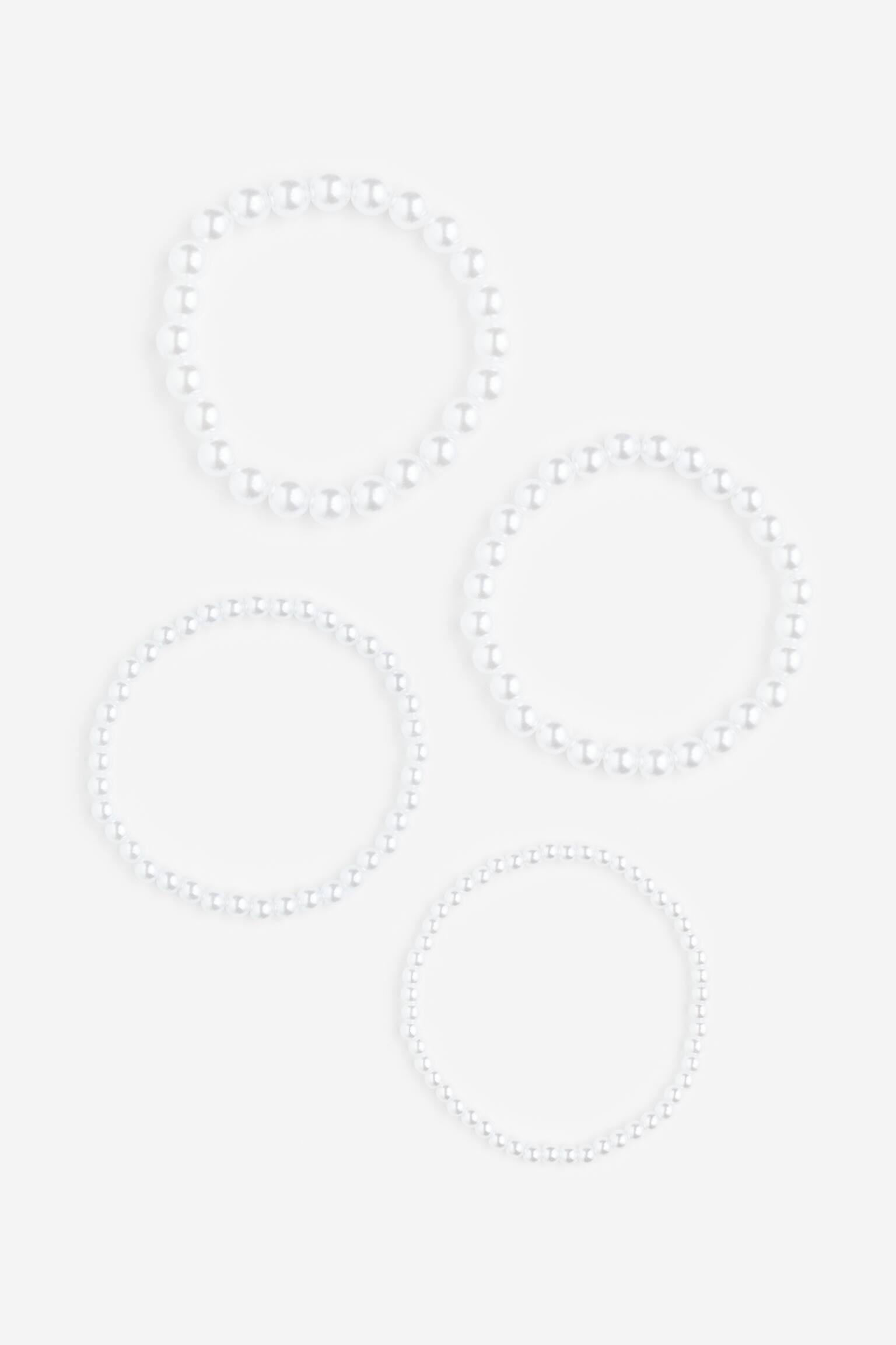 4-pack Beaded Bracelets - White - 1