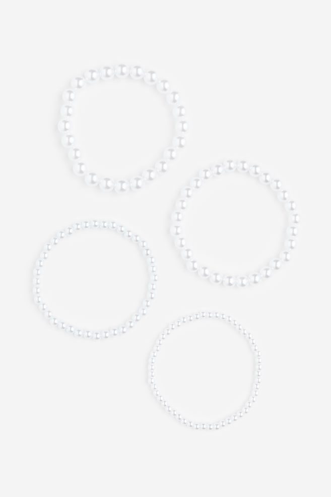 4er-Pack Armbänder mit Perlen - Weiß - 1