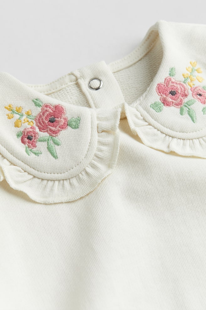 Embroidered-motif top - Cream/Flowers - 2