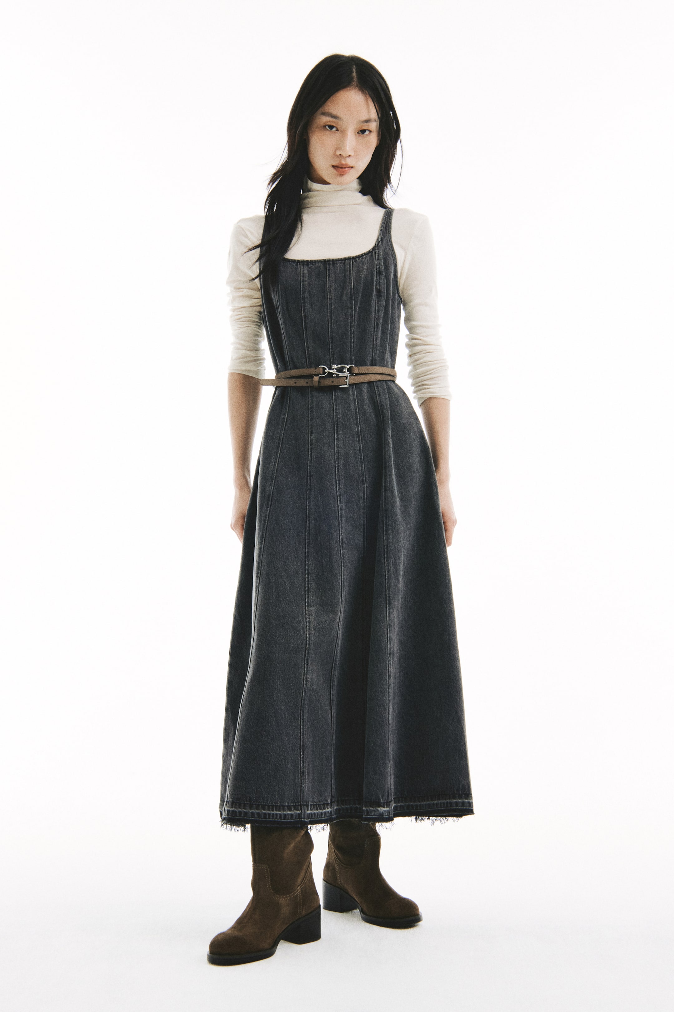 View larger image: Flared-skirt denim dress - Denim grey - Ladies | H&M HK 1