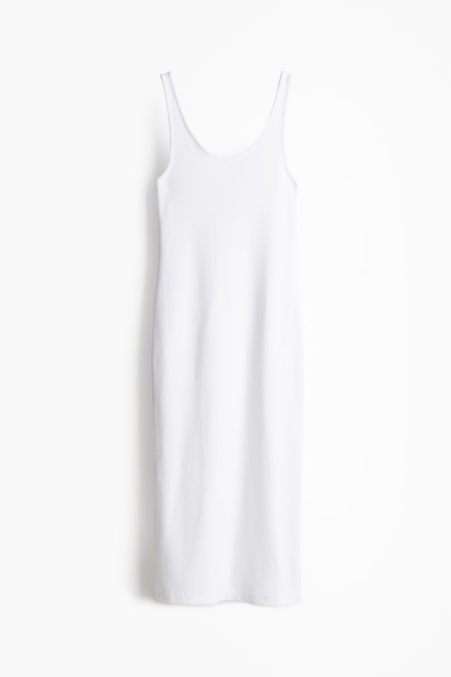 Jurk van ribtricot - Wit - 1