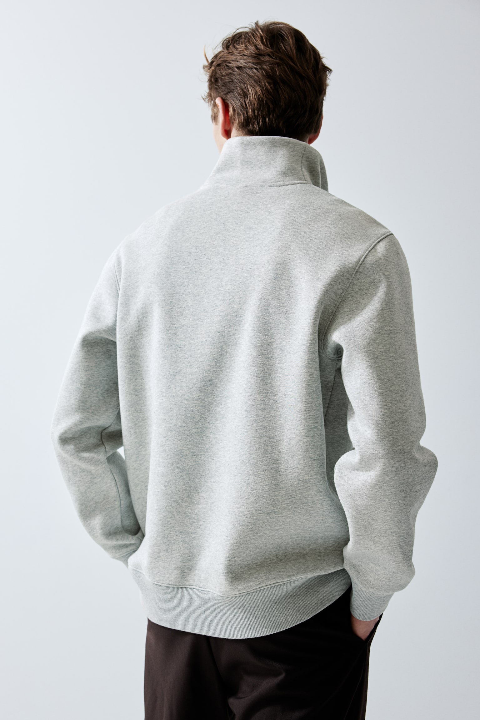 Regular Fit Half Zip Sweater - Light grey marle - 7