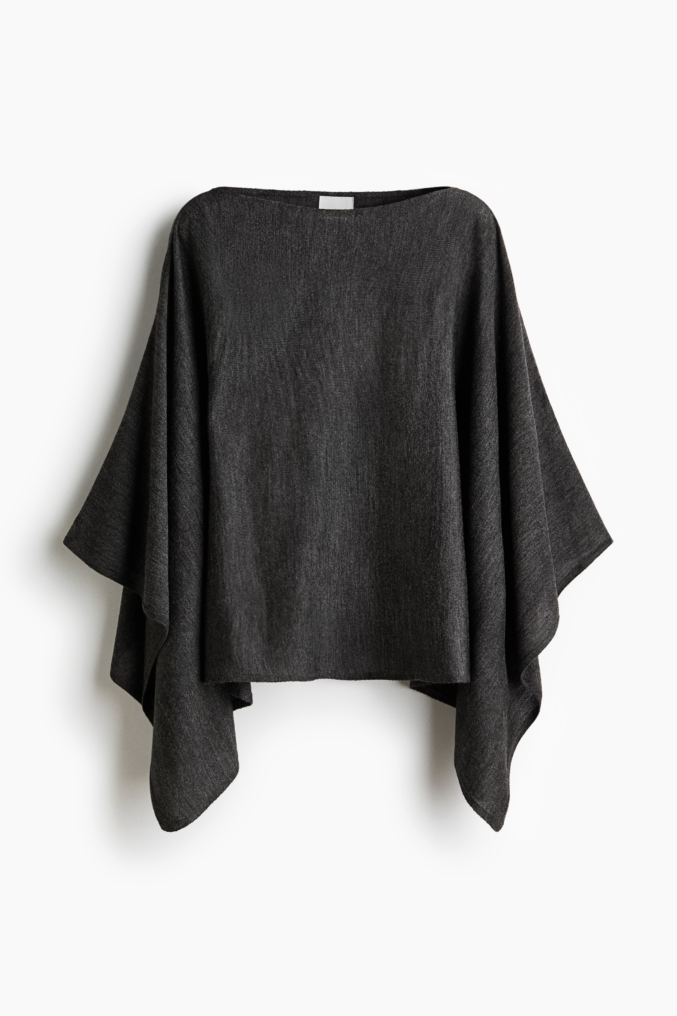 Finstrikket cape - Mørk gråmelert/Sort