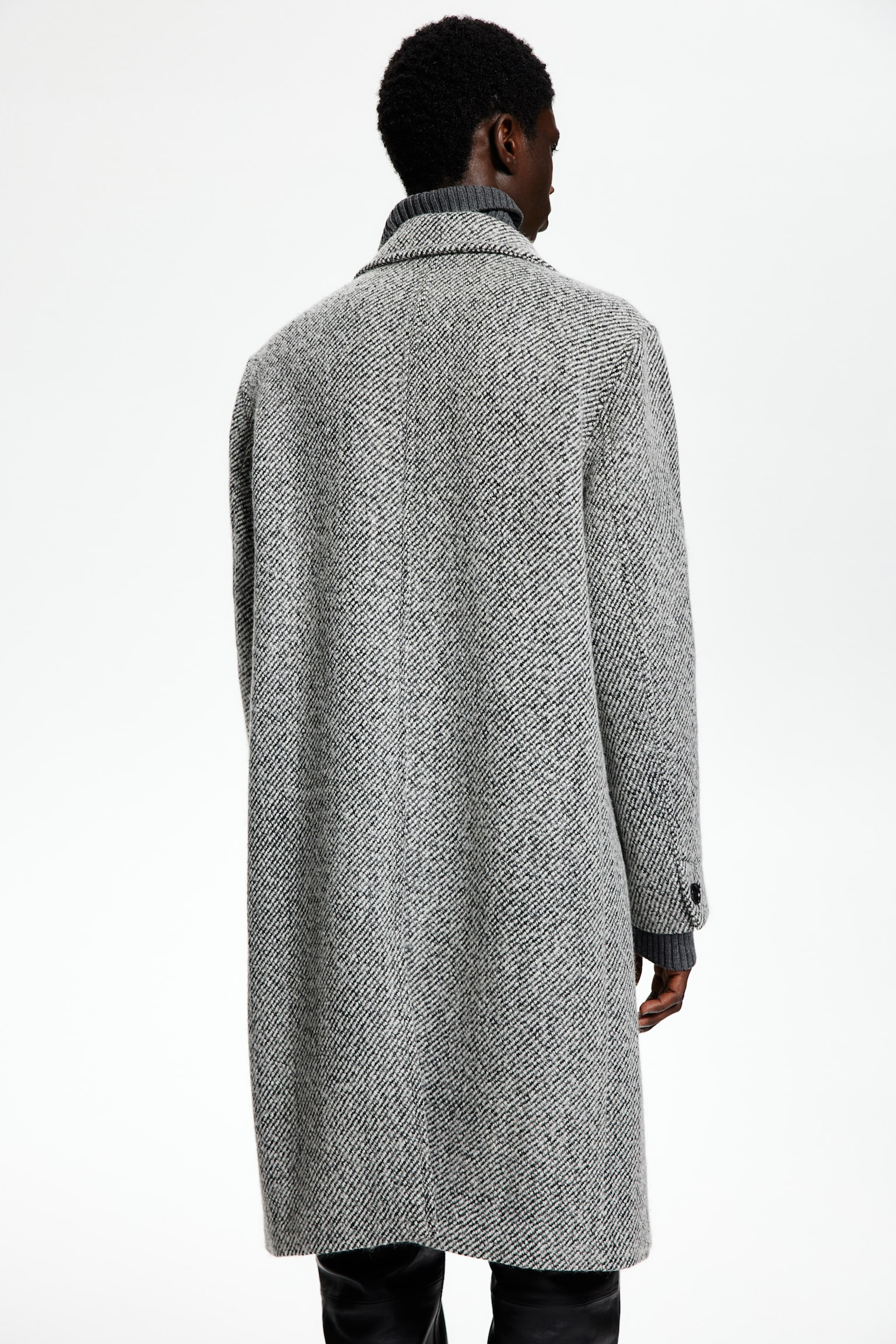 Loose Fit Wool-blend coat - Black/White patterned - 3