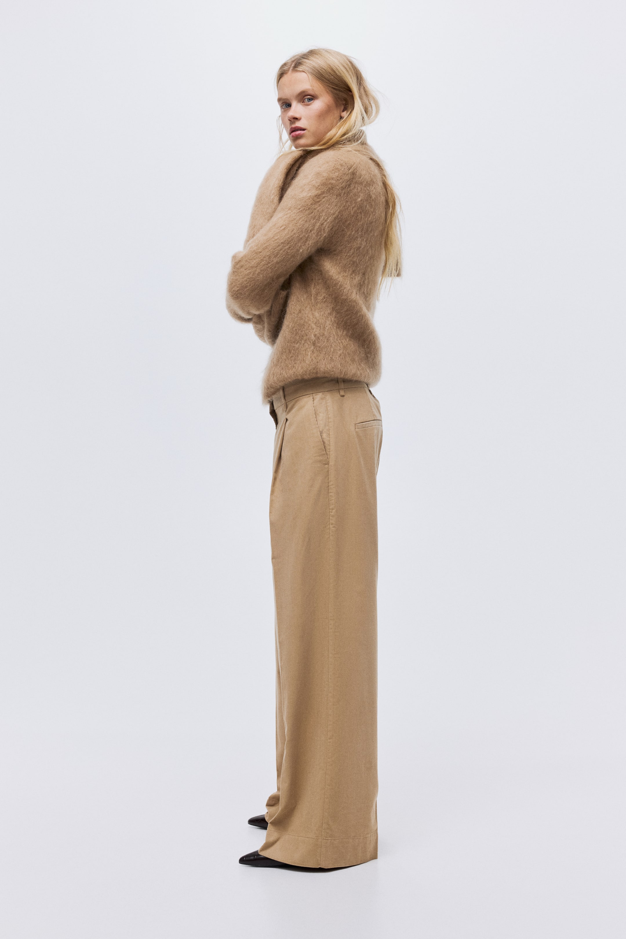 Visualizza immagine più grande: Pantaloni ampi in velluto a coste - Beige - DONNA | H&M IT 4