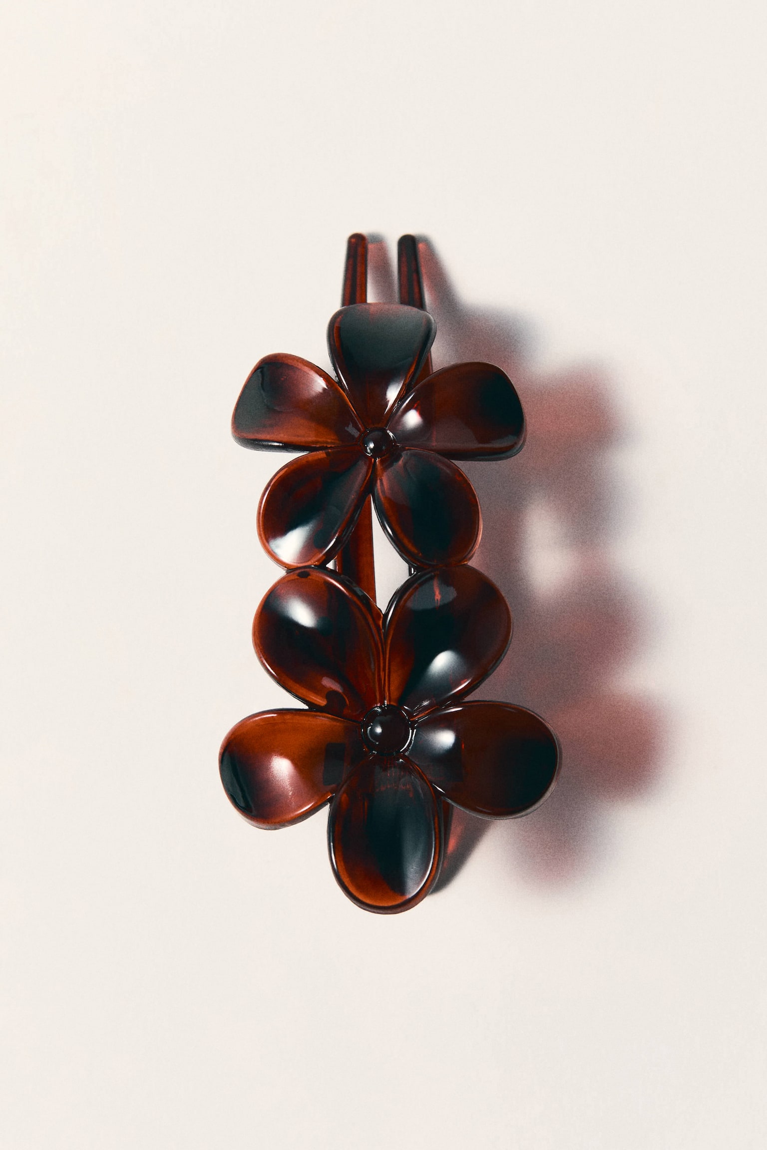 סיכה לשיער בעיטור פרחים - Brown/Tortoiseshell pattern - 1
