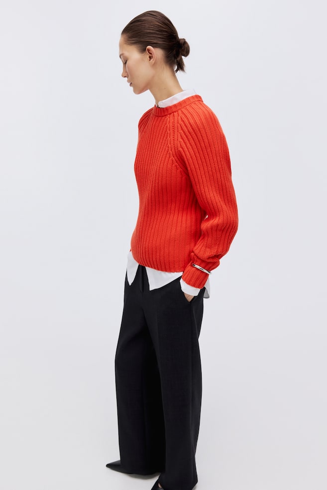 Rib-Knit Sweater-Bright red - 3