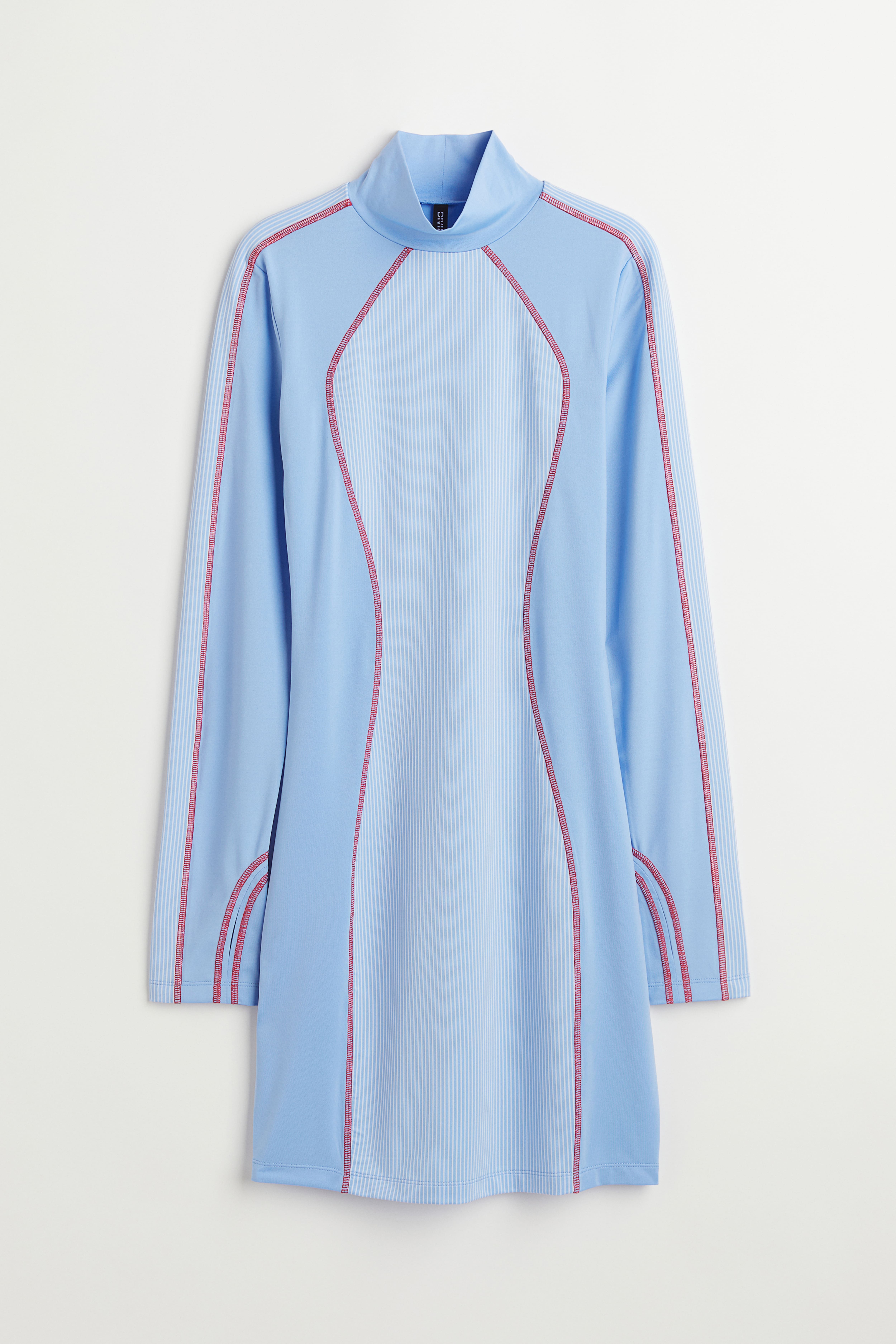 Fitted Dress - Round Neck - Extra-long sleeve - Light blue/red - Ladies |  H&M US