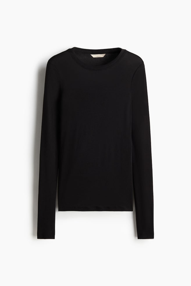 Pima cotton jersey top - Black/Nearly black/White/Beige/Brown/Burgundy/Dark dusty pink/Pale yellow/Navy blue/Dark purple/Dusty blue - 1