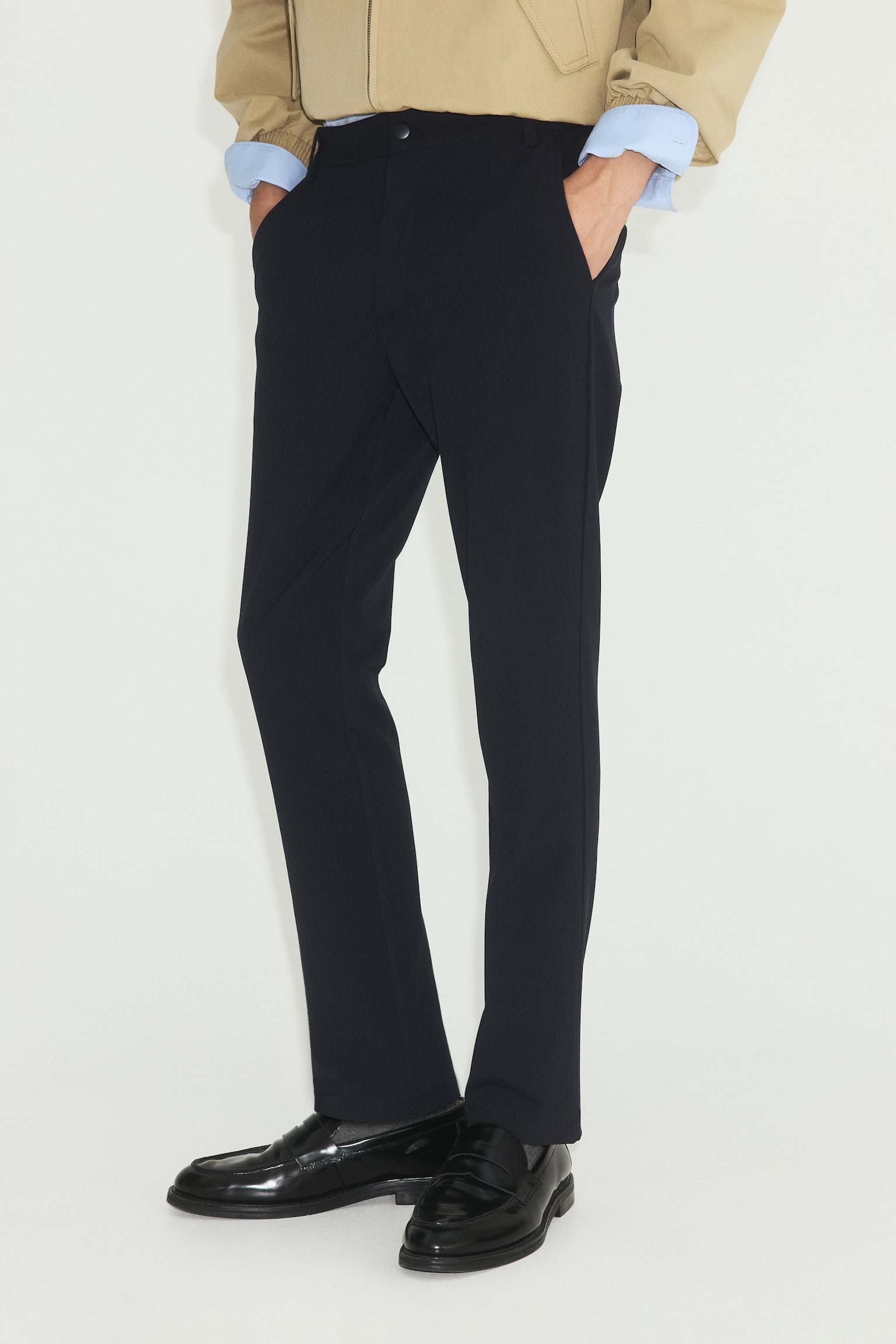 Čino pantalone Slim Fit Four-way Stretch - Mornarsko plava/Bež - 4
