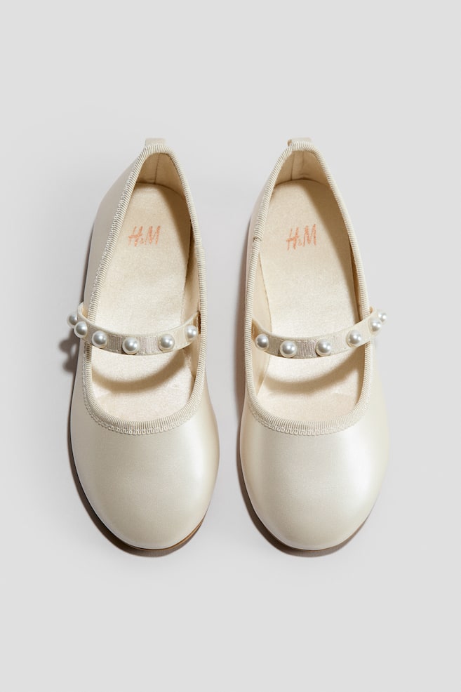Ballerines avec perles fantaisie - Crème - 1