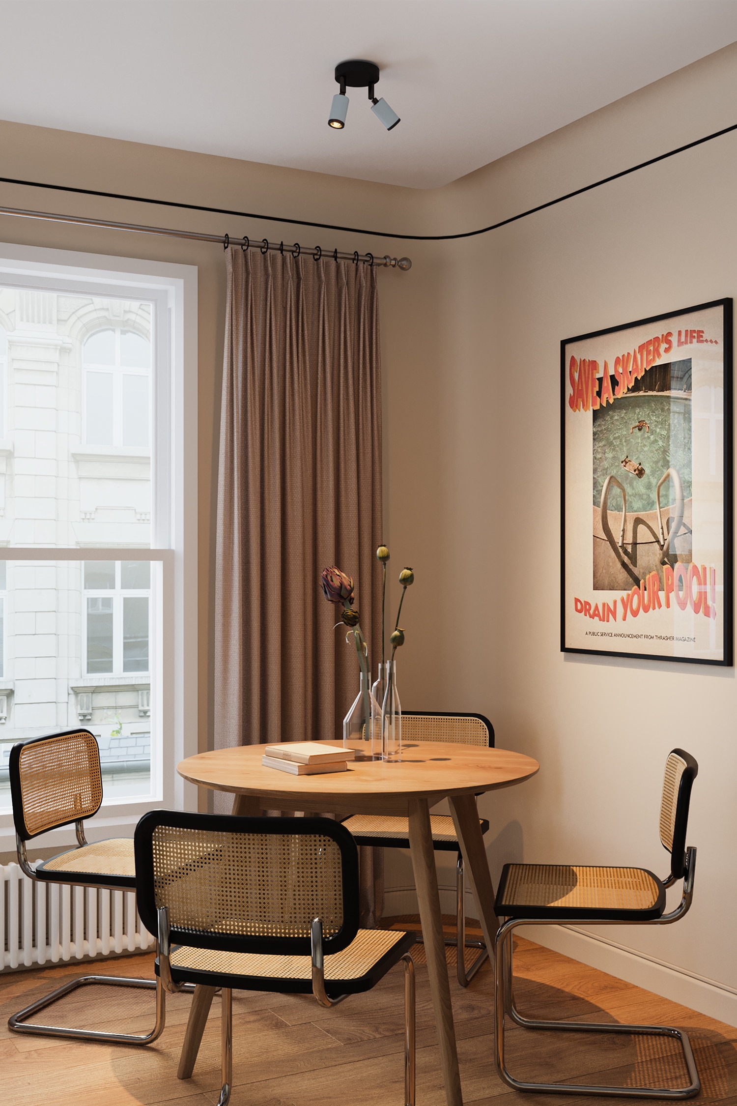 Candeeiro De Parede Com 2 Focos - Azul Suave/pérola Negra