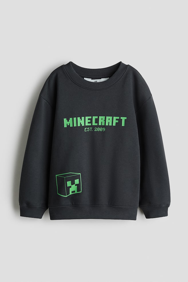 Sweatshirt with Printed Motif - Black/Minecraft/Dark green/Minecraft/Black/Batman/Red/Marvel Comics - 1