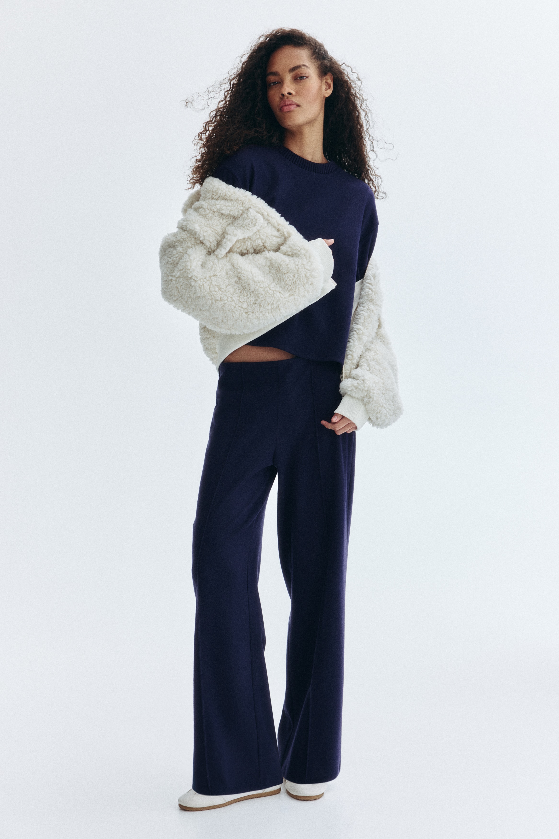 Creased Pants - Navy blue - Ladies | H&M US