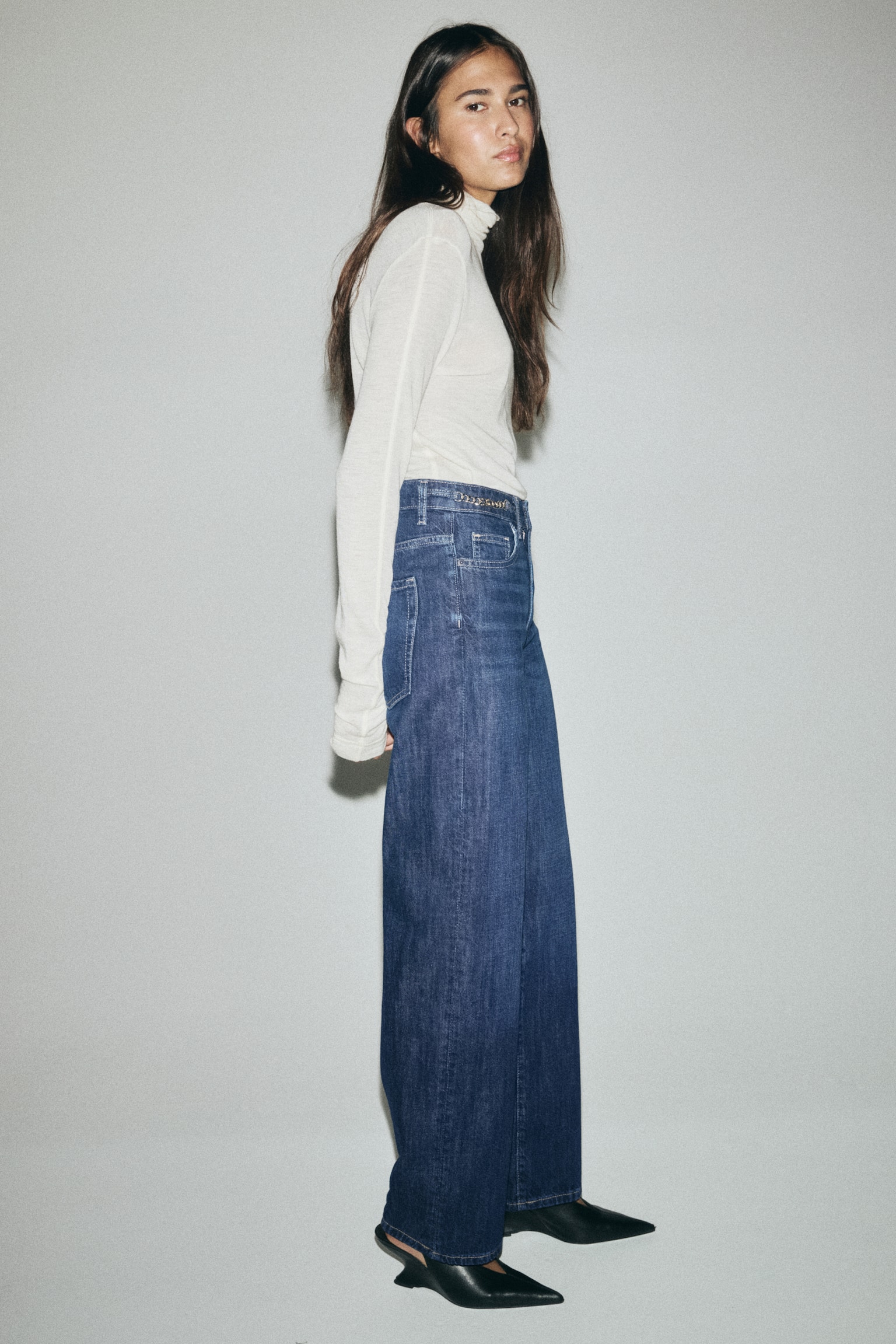 Straight High Jeans - Dunkles Denimblau - 7