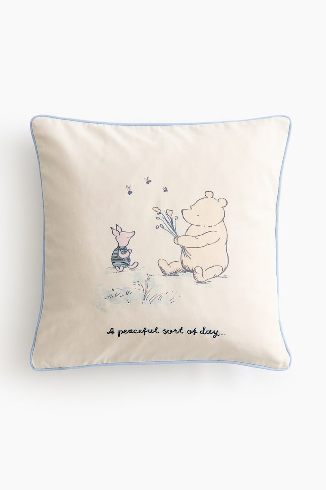 Print-Motif Canvas Cushion Cover - Light blue/Winnie the Pooh/Light green/Winnie the Pooh - 1