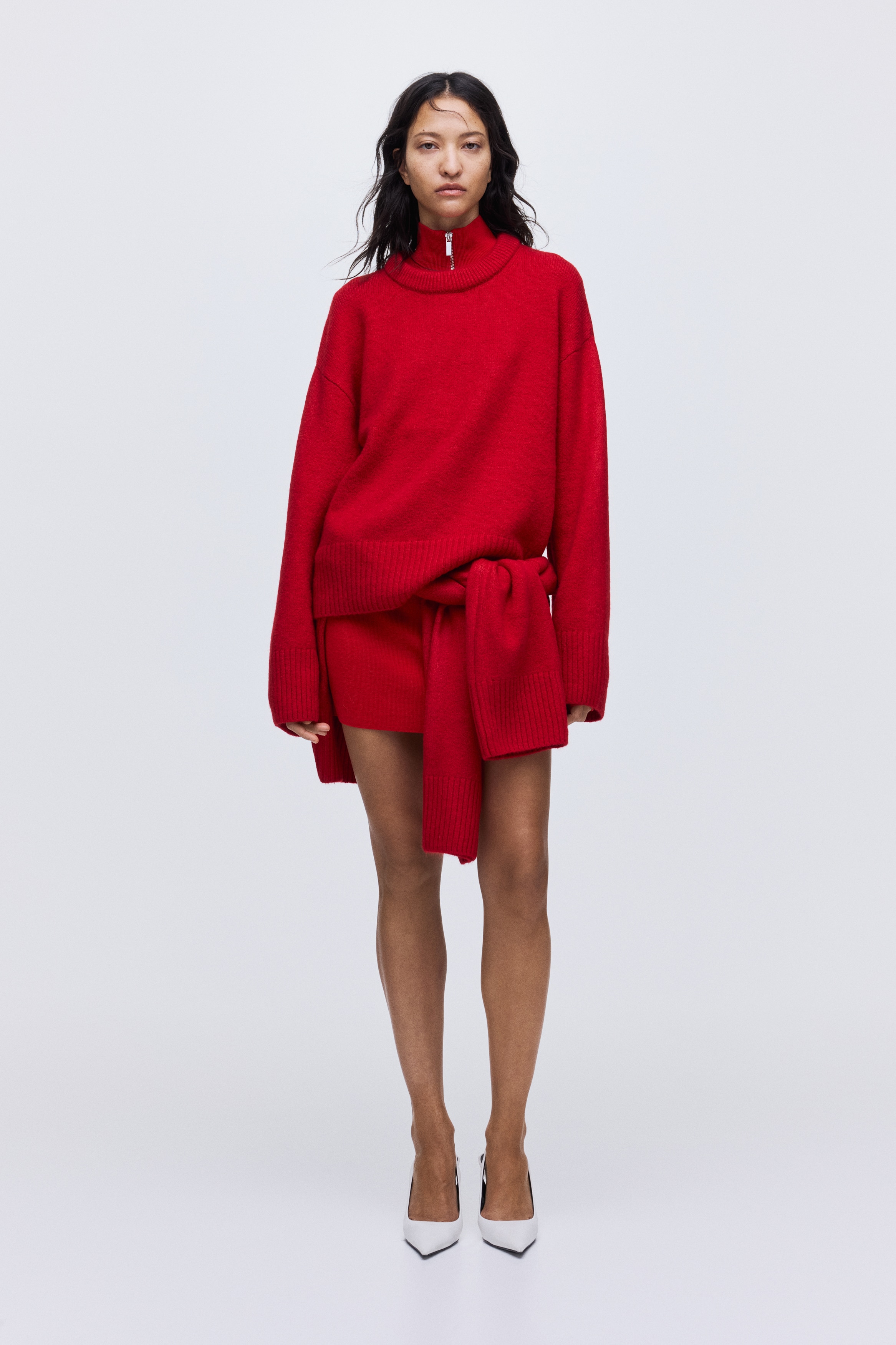 Pullover oversize - Rosso/Marrone scuro/Grigio scuro mélange/Crema
