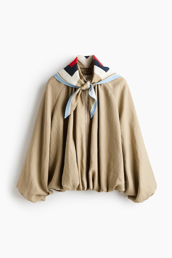 Bubble-Hem Jacket with Scarf