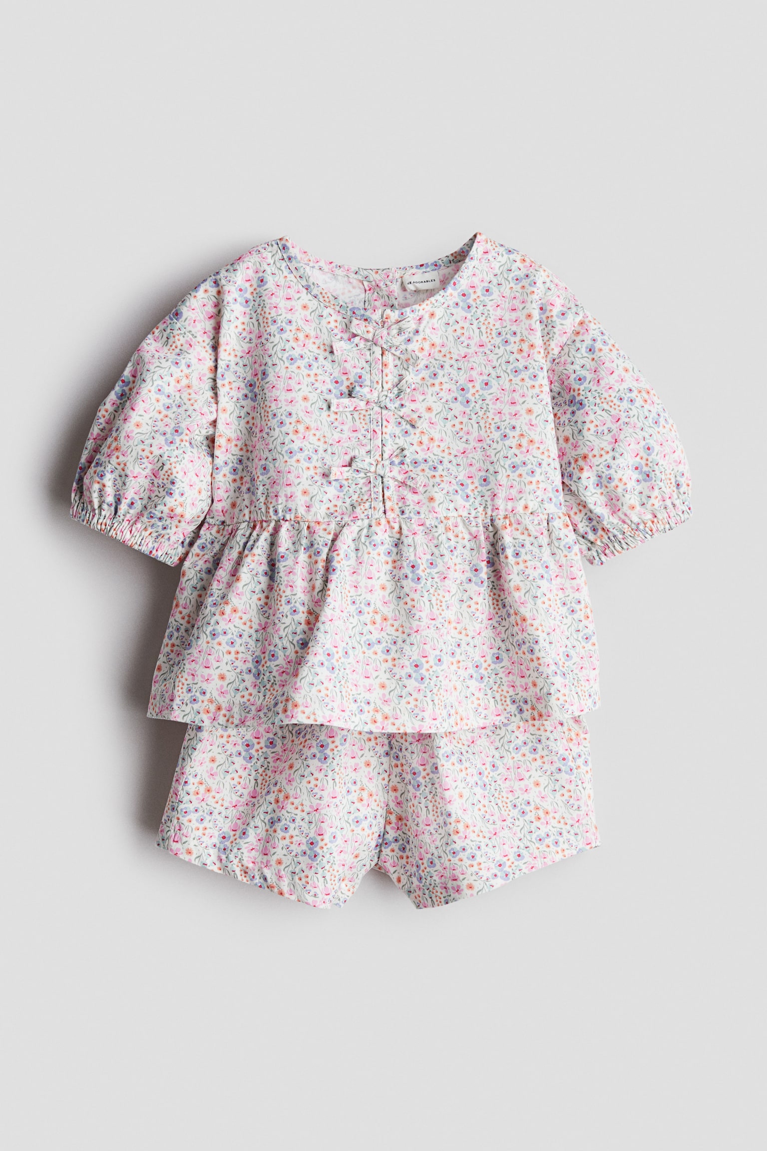 Детские комплекты H&M 2-piece Cotton Poplin Set, цвет: Розовый / С принтом — фото 1
