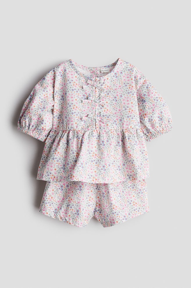 2-piece Cotton Poplin Set - Pink/floral - 1