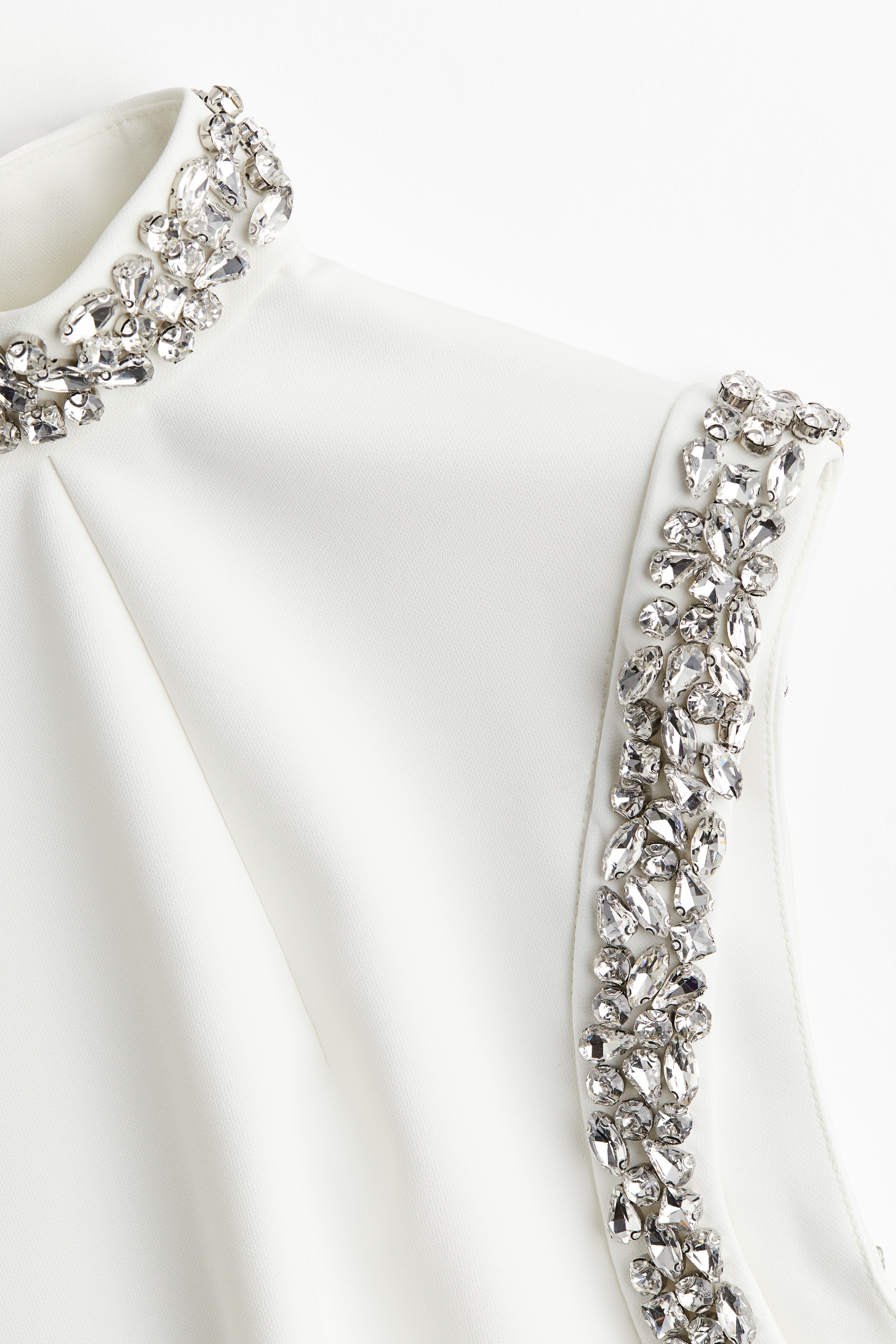 rhinestone embellished mini dress h&m Women's White Rhinestone-embellished mini dress