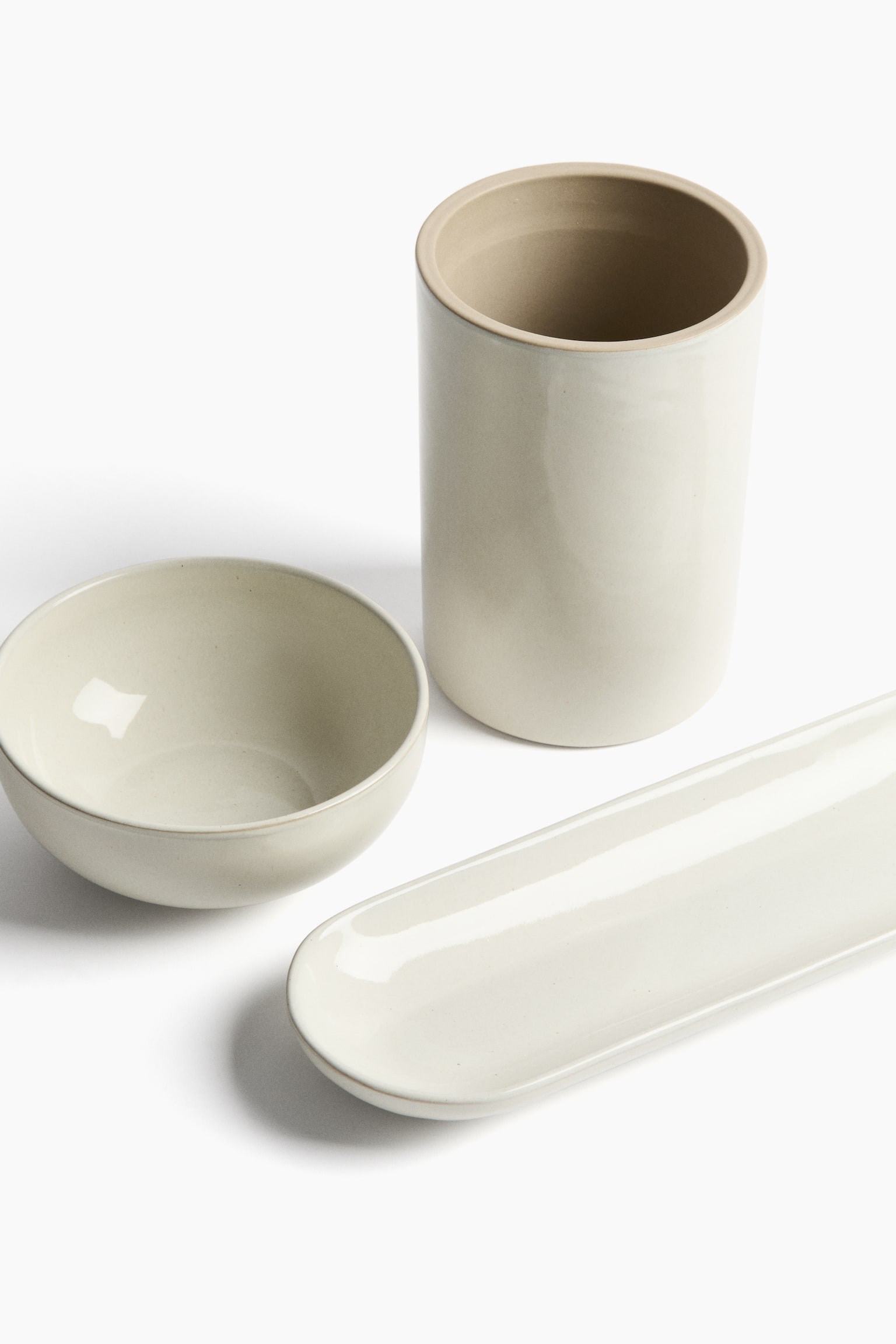 3-piece stoneware set - White - 4