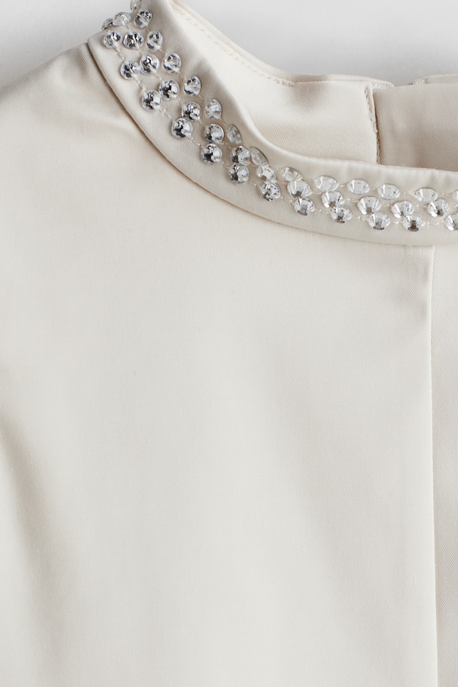 Kleid in A-Linie mit Strassdetail-Cremefarben - 2