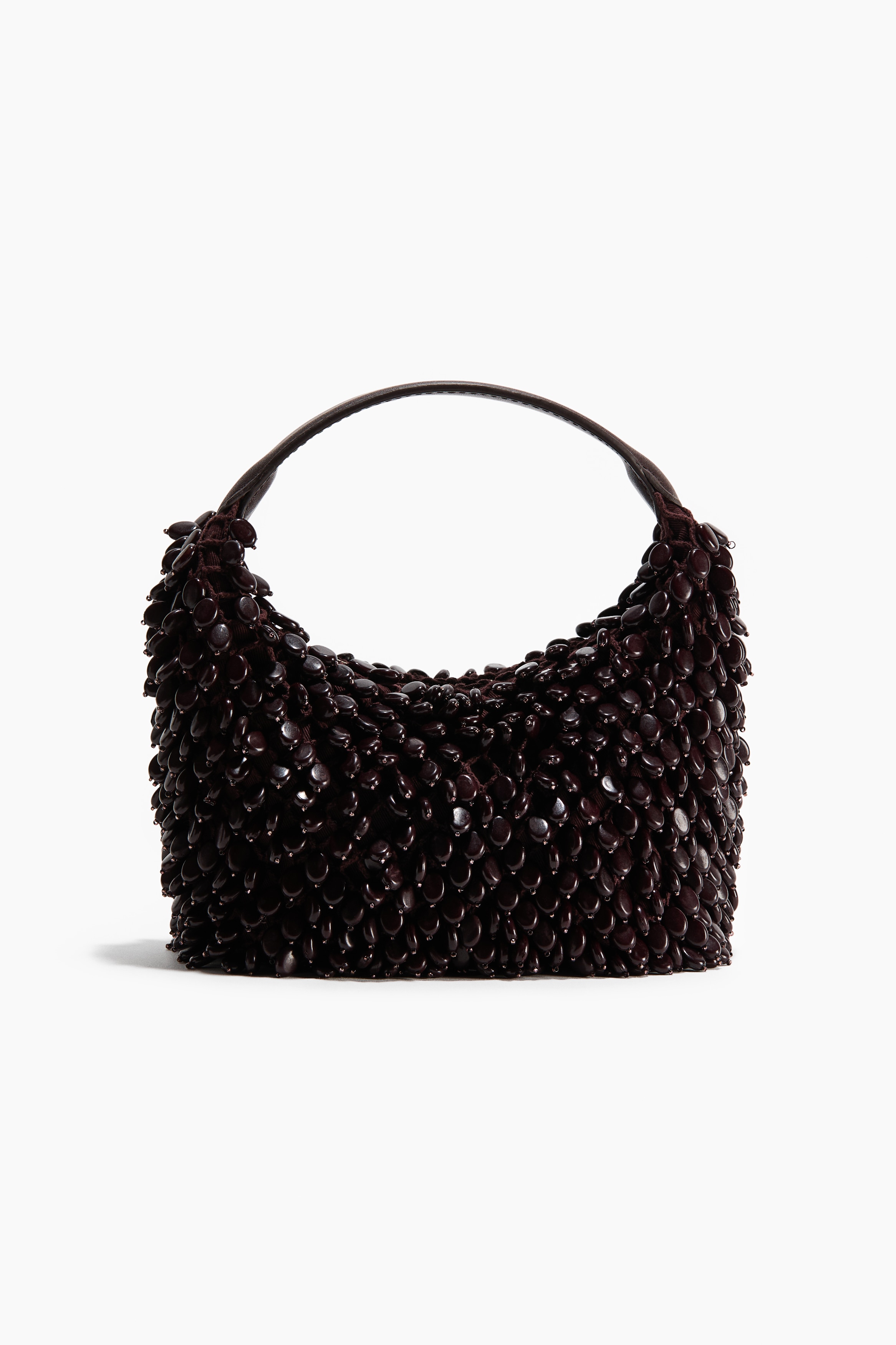 Bead-Embellished Handbag - Burgundy