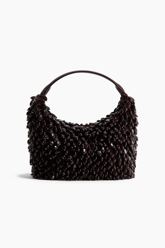 Bead-embellished handbag - Burgundy - 1