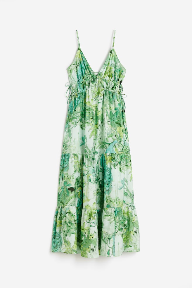 Drawstring-detail maxi dress - Light green/Patterned - 2
