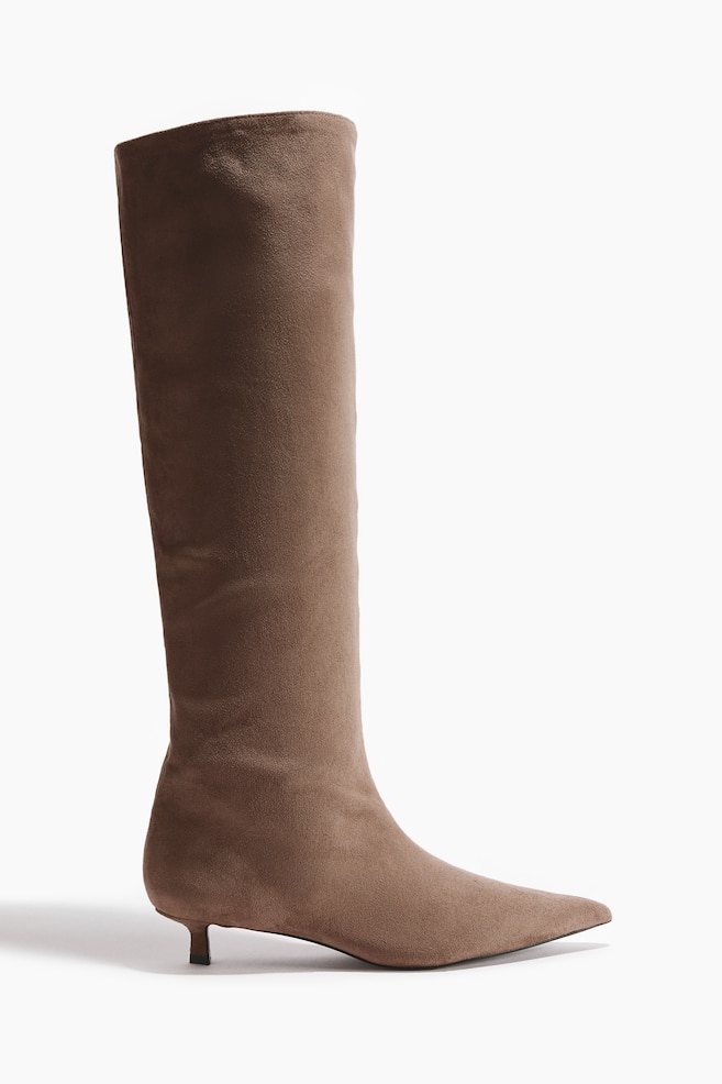 Bottes à talon kitten heel - Beige/Noir - 1