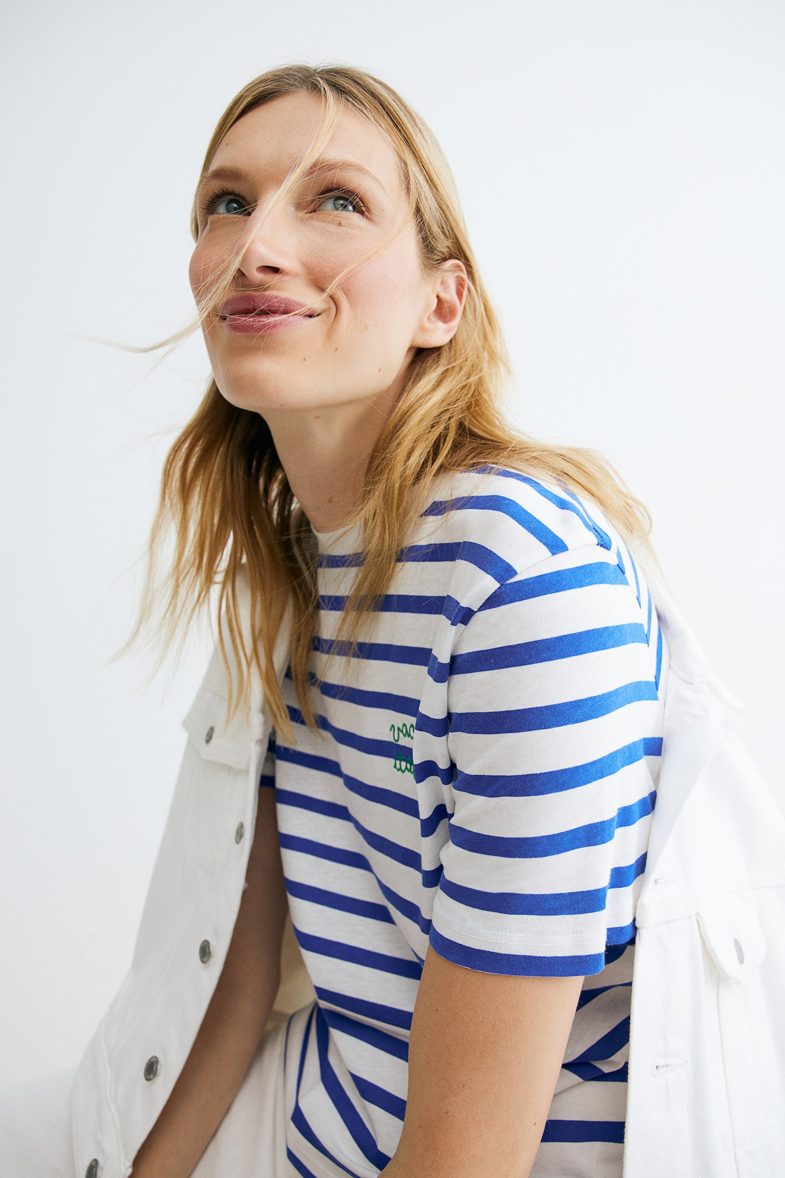 Cotton T-shirt - White/Bright blue striped/White/The Hamptons/Cream/Paris - 1