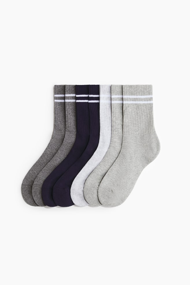 7-pack sports socks - Navy blue/Dark grey marl/Black/White/Striped - 1
