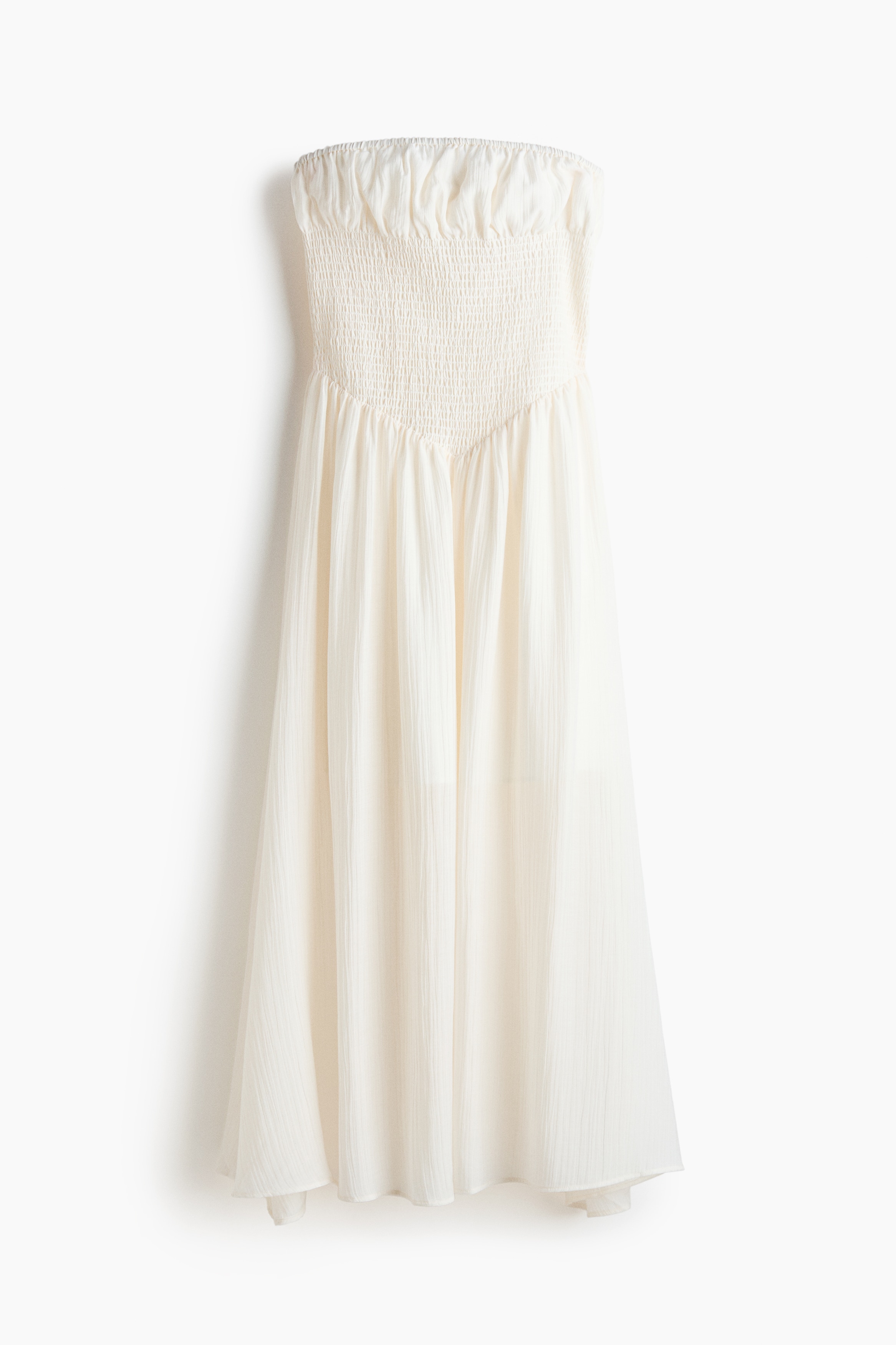Smocked Bandeau Dress - Cream/Blue/paisley