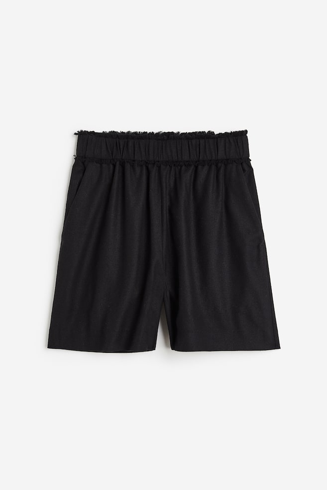 Fringe-trimmed silk shorts - Black/White - 2