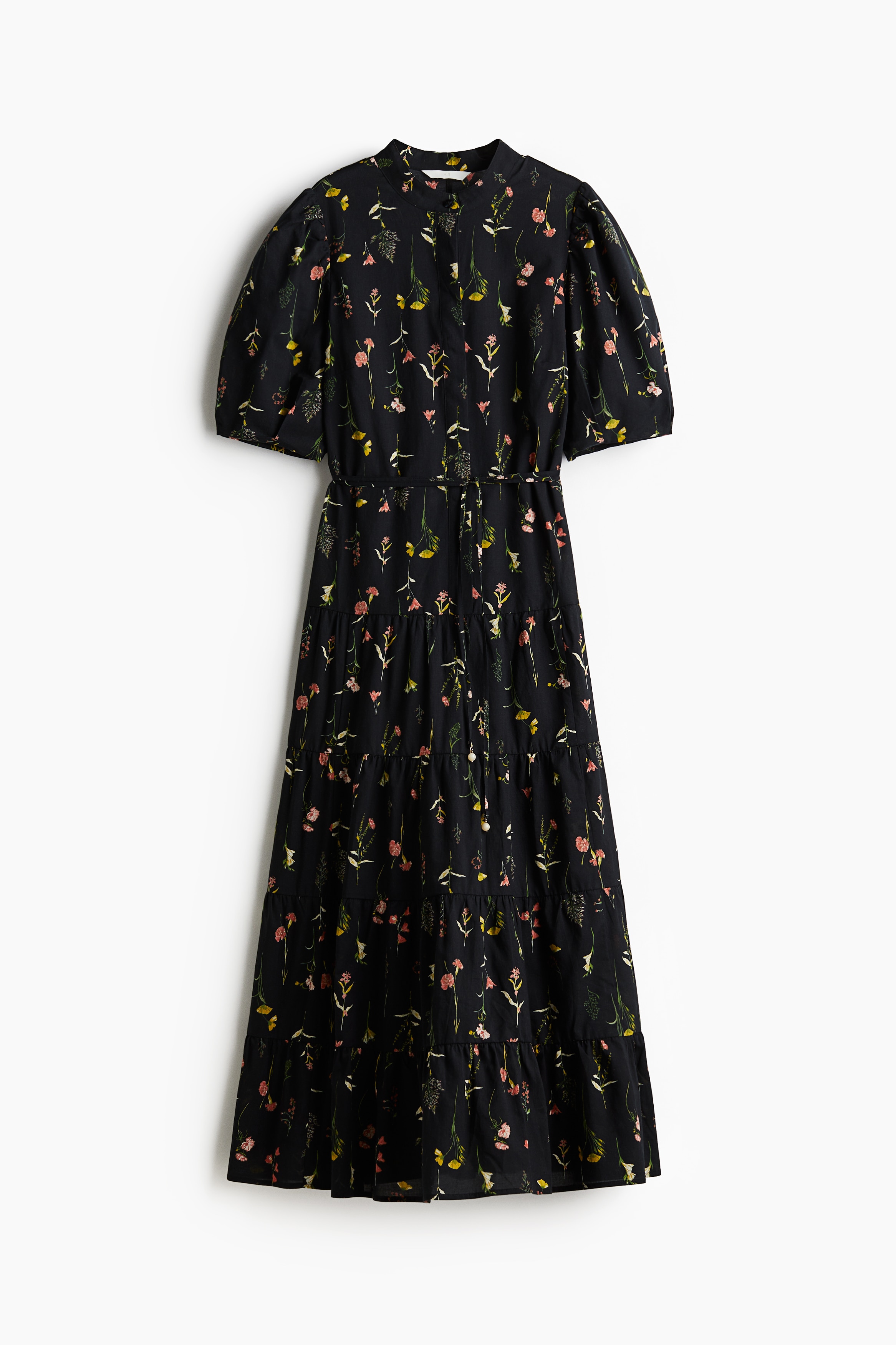 h&m black floral wrap dress