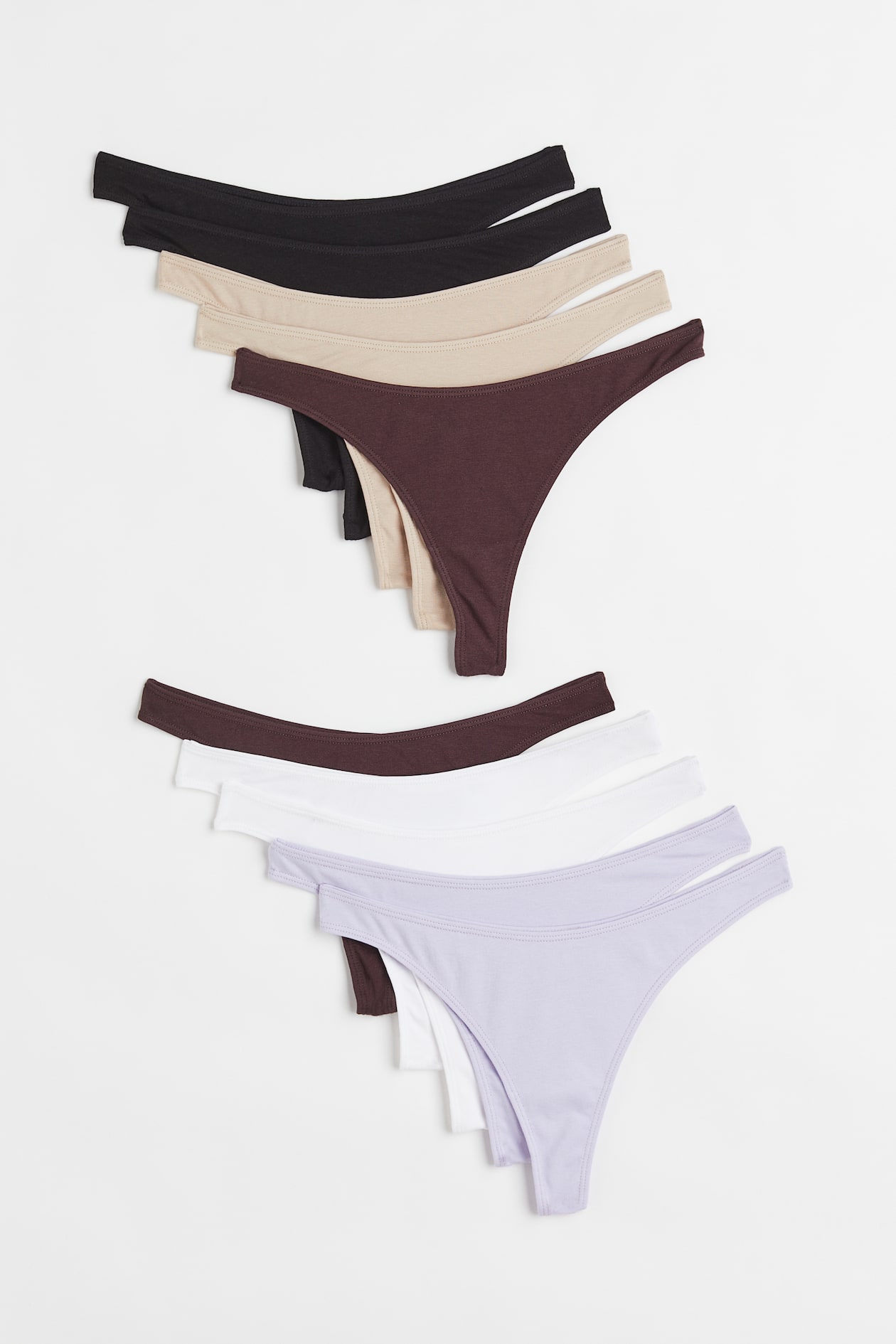 10 Pack Cotton Thong Briefs Dark Brownlight Purplewhite Ladies Handm Gb 3251