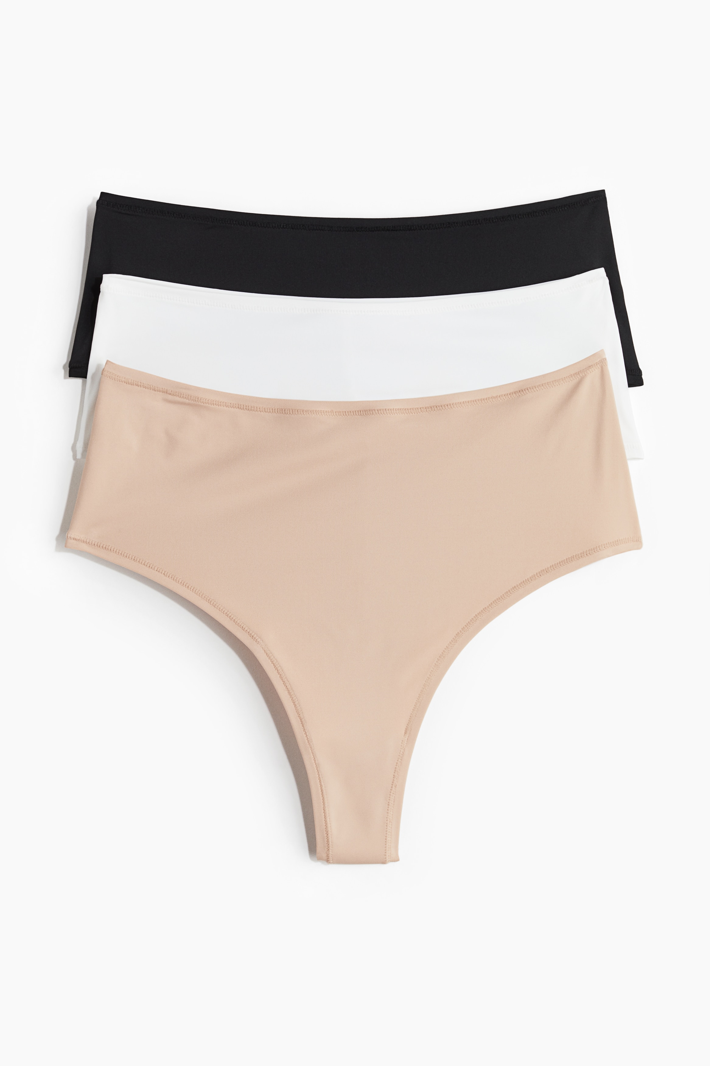 3-pack microfibre Brazilian briefs - Beige/White/Black/Black/Light khaki green/Beige/Burgundy/Black/Cream