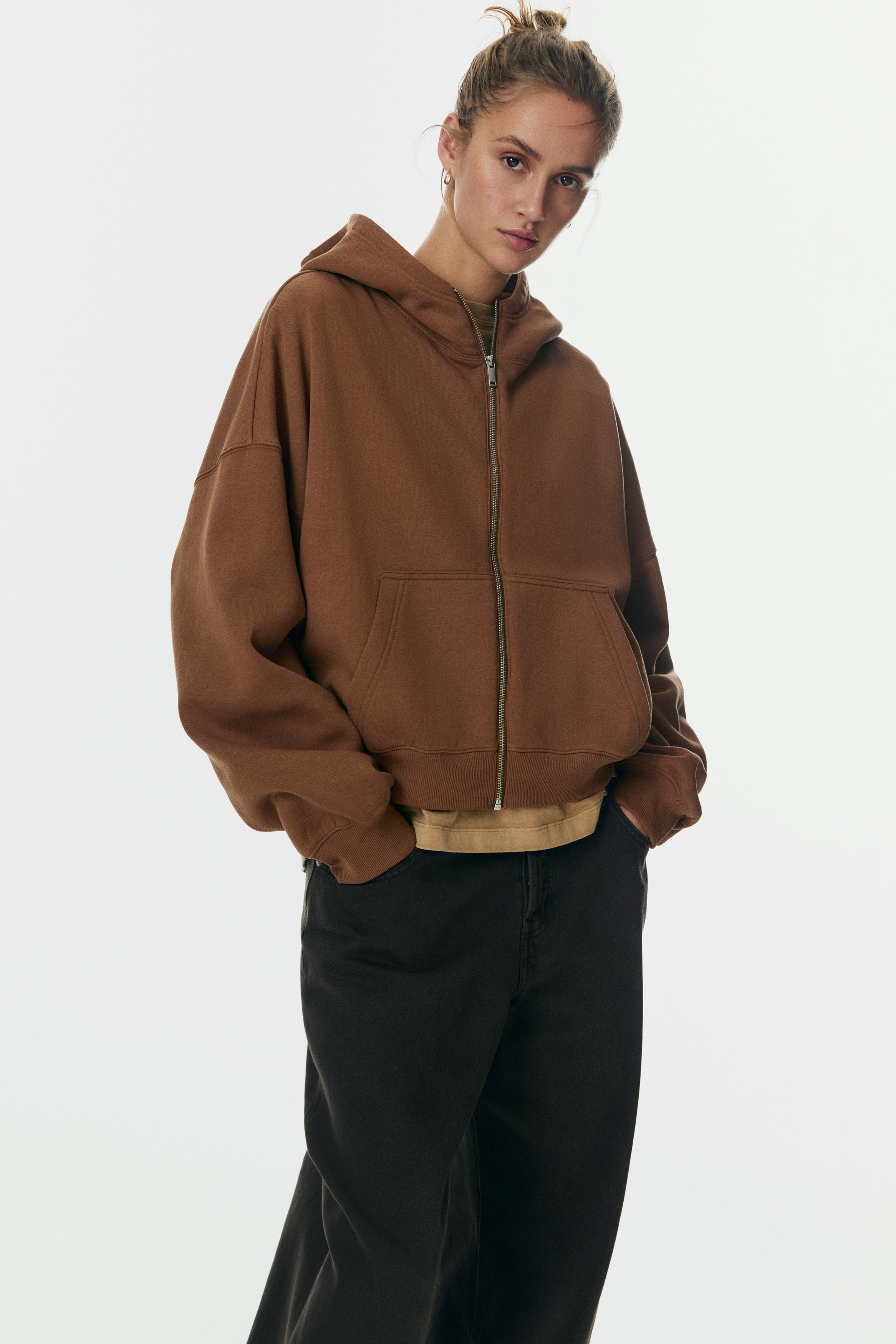 VERSACE MITCHEL FIT ブラウンパーカー フルジップスウェットパーカ