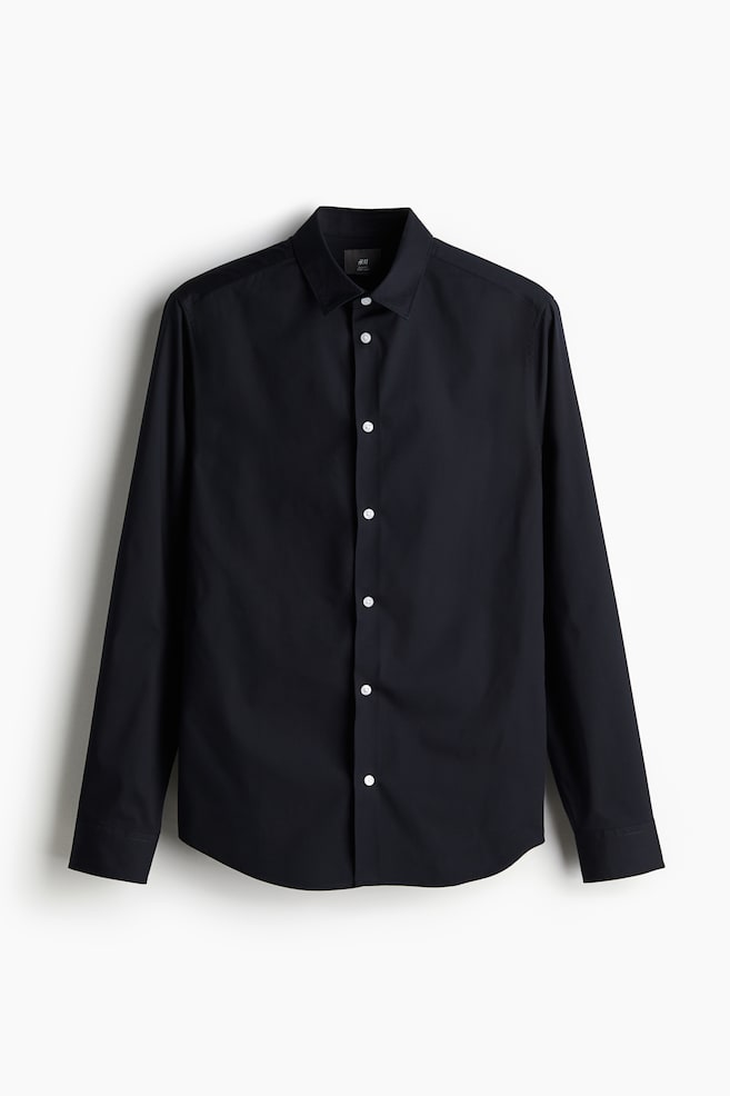 Slim Fit Easy-iron shirt - Navy blue/Dark brown/Light pink/Striped/Blue/Striped/Dark grey/White/Black/Light blue - 1