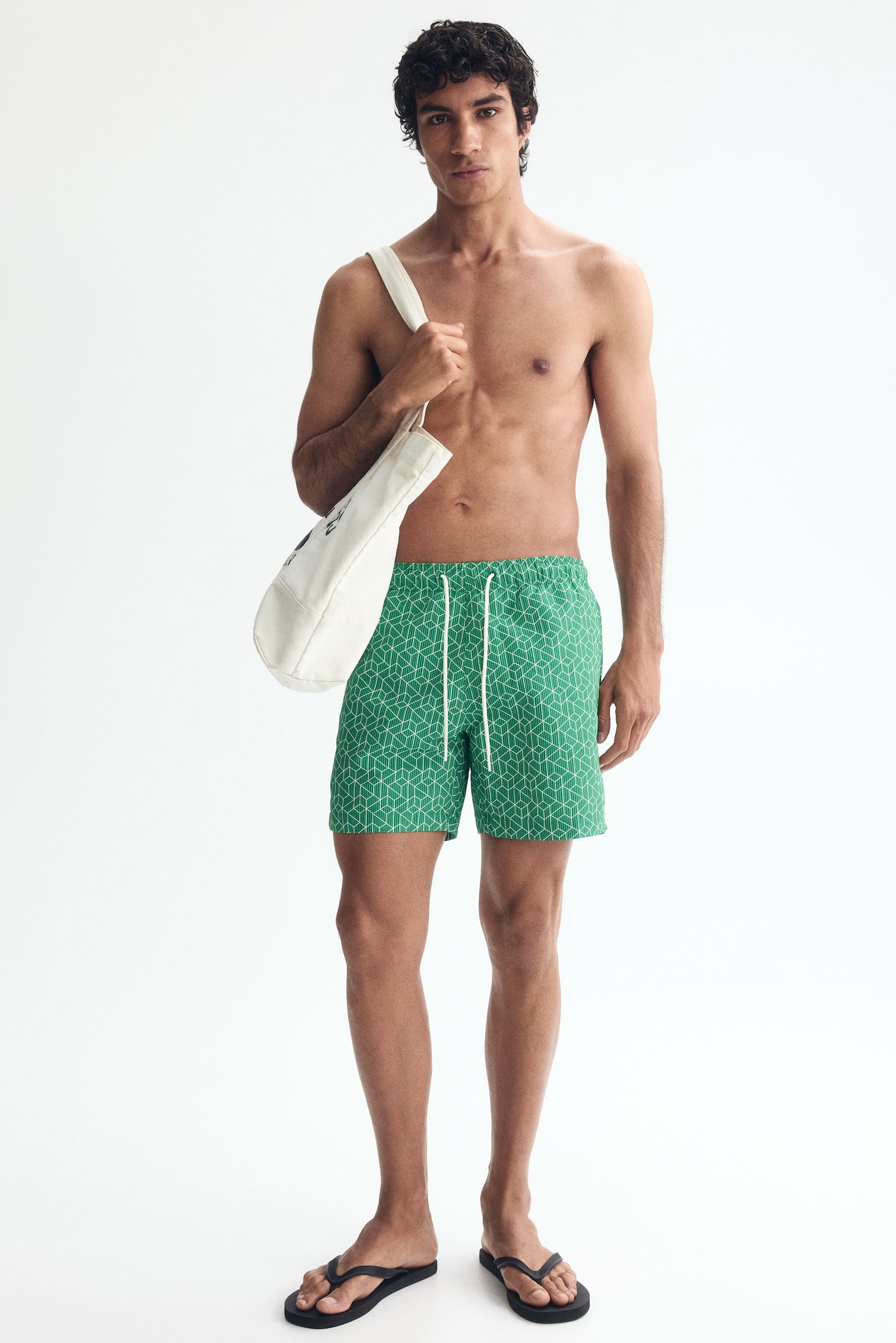 Patterned swim shorts - Green/Patterned/Dark brown/Patterned/Black/Patterned/White/Patterned - 1