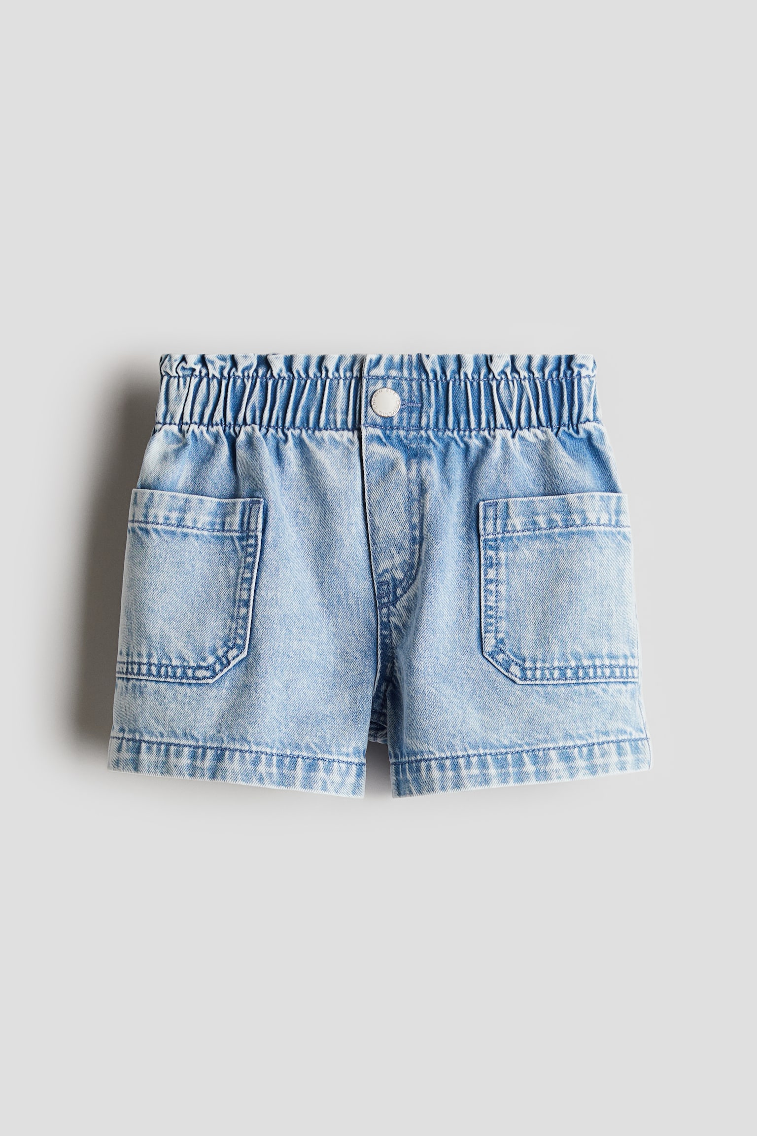 Paper-bag shorts - Light denim blue - 1