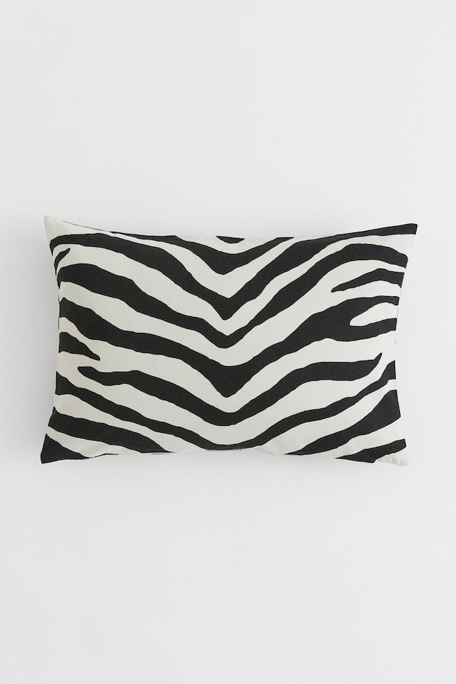 Animal-patterned linen-blend cushion cover - Black/Zebra print/Brown/Zebra print - 1
