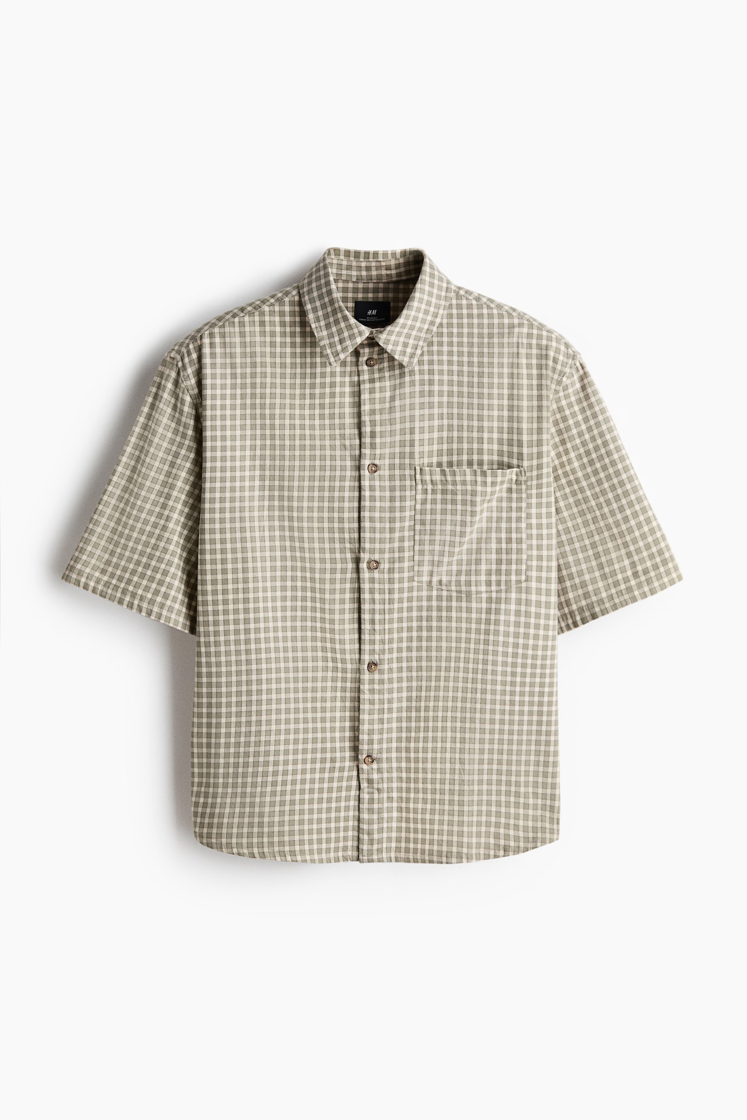Camisa Relaxed Fit de manga corta en algodón - Verde caqui/Cuadros/Negro/Cuadros/Rosa/Cuadros - 1