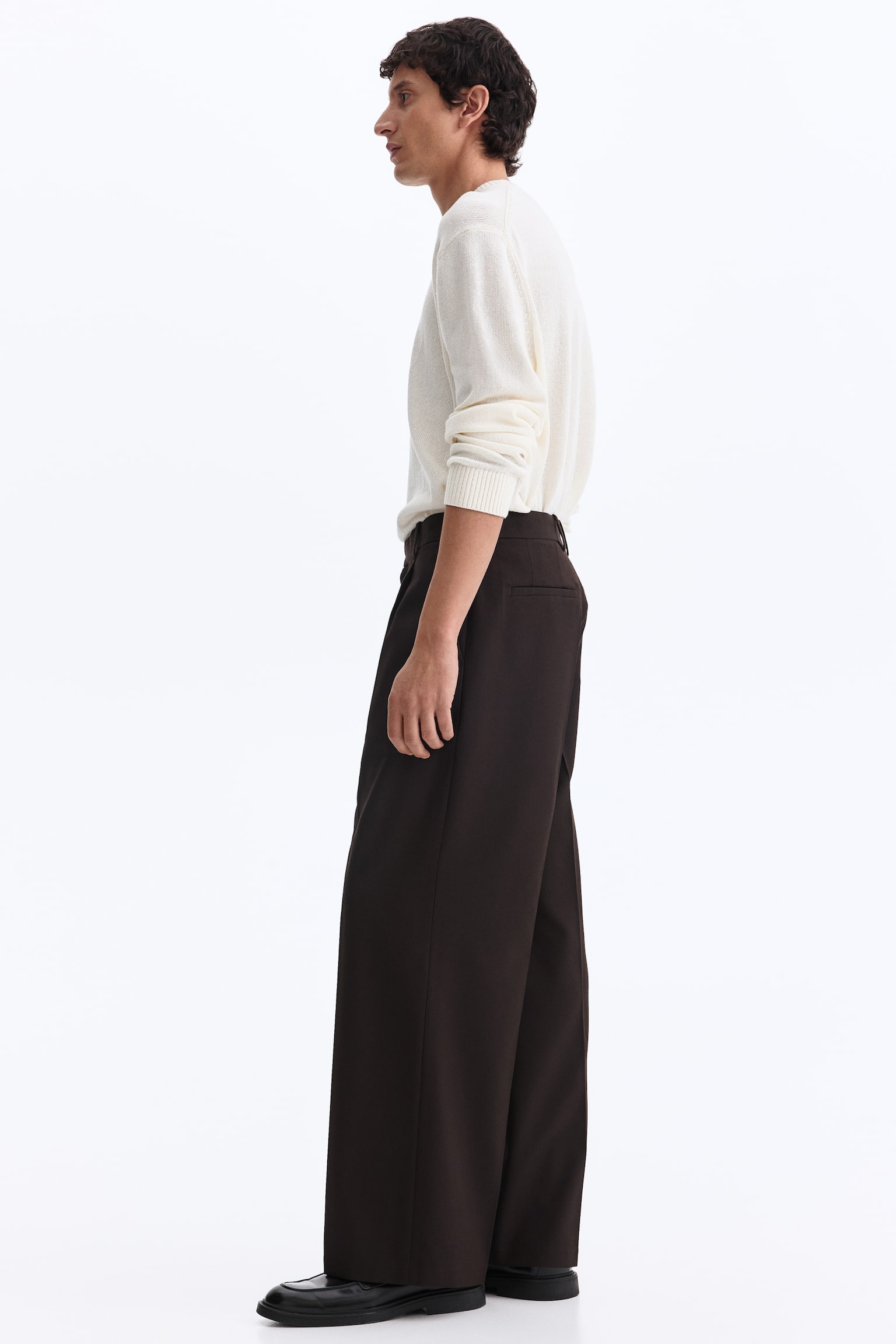 Loose Fit Tailored trousers - Dark brown/Black - 4
