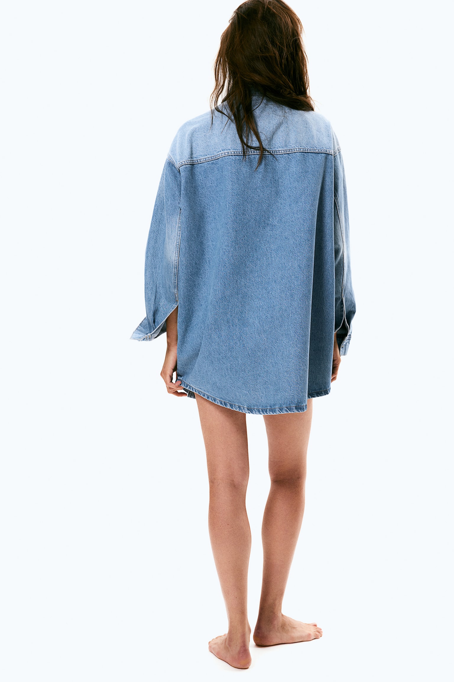 Oversized denim shirt - Light denim blue/Dark denim blue/Black/Denim blue - 6