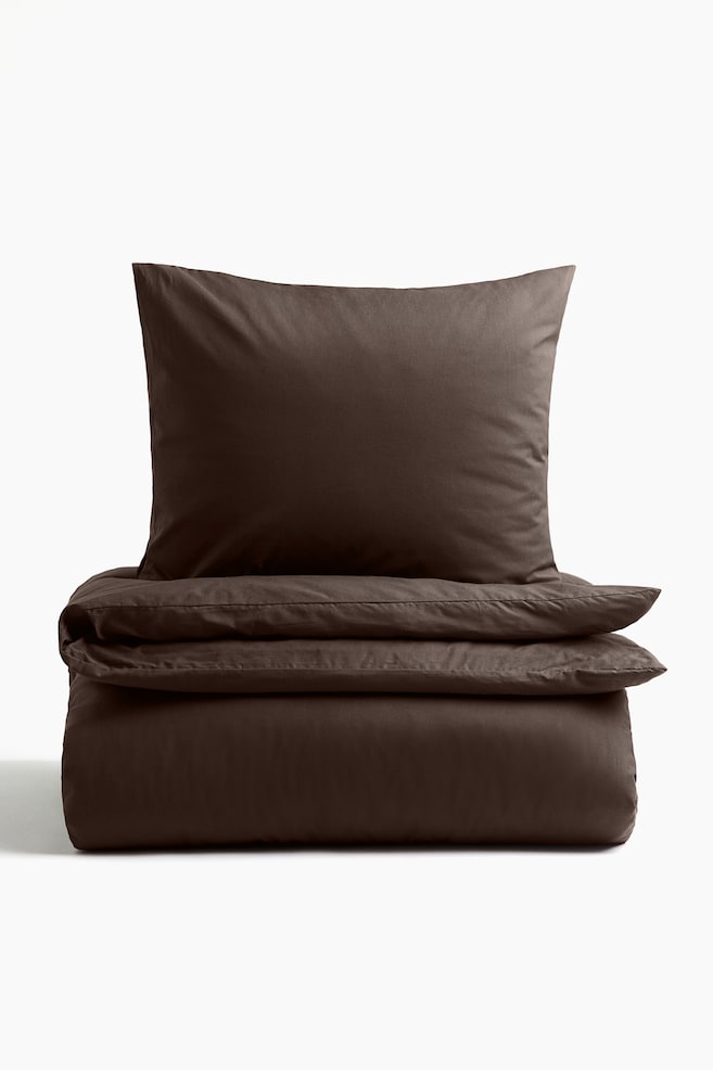 Cotton Twin Duvet Cover Set - Dark brown/Dusty pink/Khaki green/Taupe/Light beige/Light khaki green/Gray - 1
